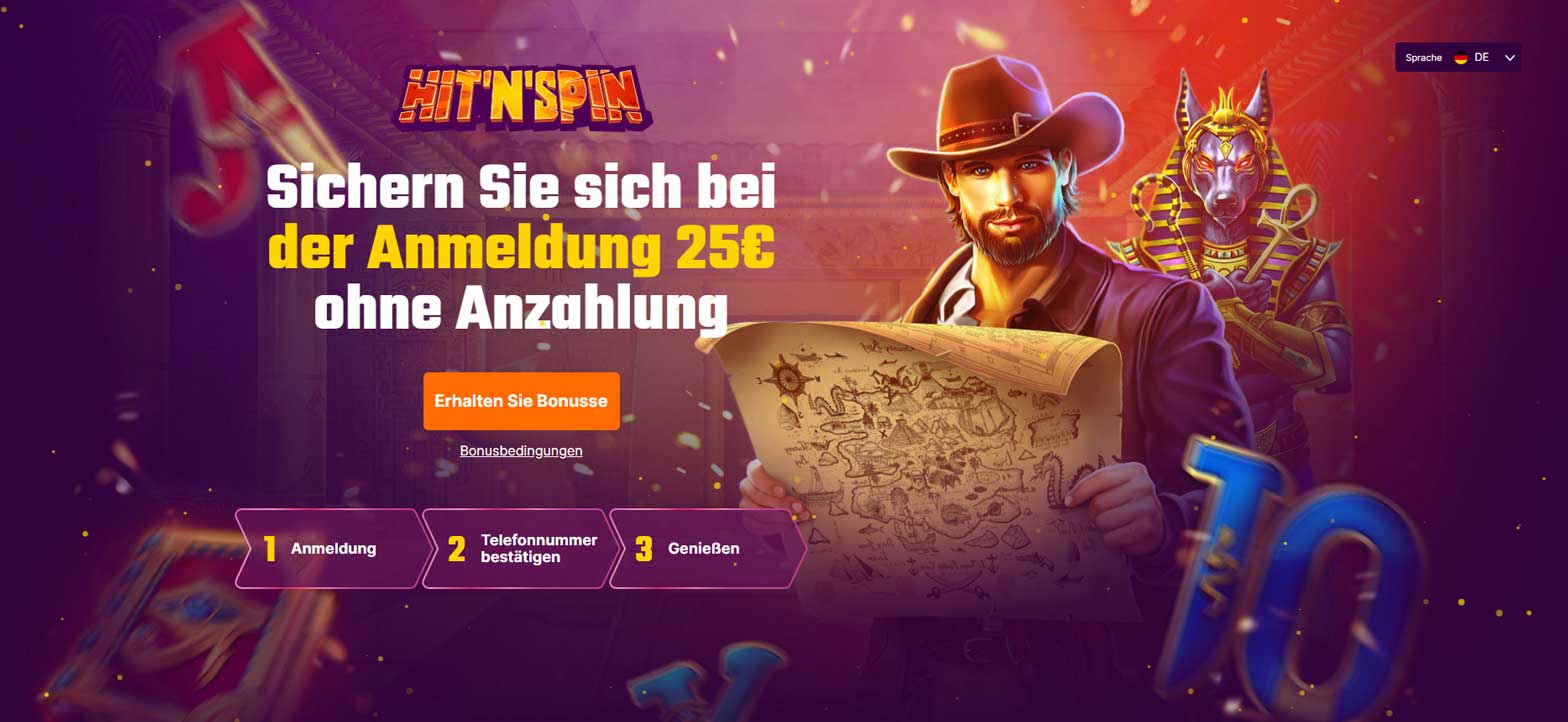 HitnSpin Casino 25 Euro Bonus ohne Einzahlung